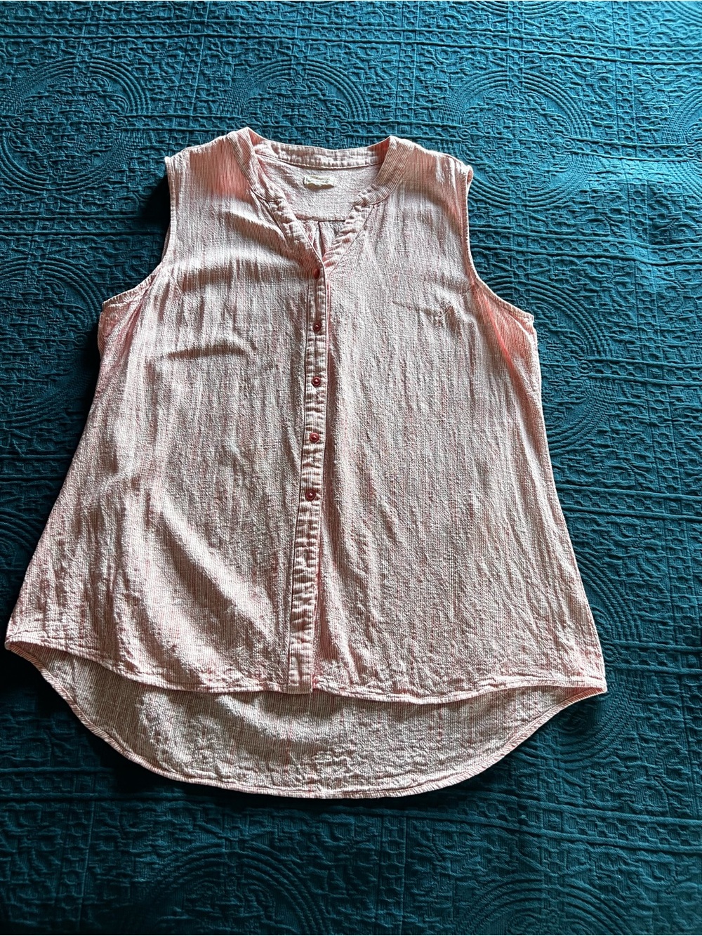 Weatherproof David Peyser Sleeveless Pink Collared Button Part Linen Shirt-XL - Picture 4 of 16